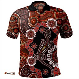 Amazing Aussie Australia Aboriginal Inspired Lizard Dot Painting Polo Shirt