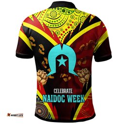 Amazing Aussie Australia Naidoc Week Custom Naidoc with Torres Strait Island Aboriginal Inspired FootPrint "Get up!, Stand up! Show up!" Polo Shirt