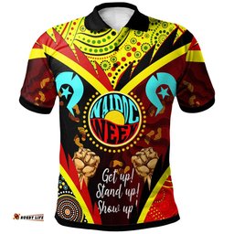 Amazing Aussie Australia Naidoc Week Custom Naidoc with Torres Strait Island Aboriginal Inspired FootPrint "Get up!, Stand up! Show up!" Polo Shirt