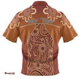 Amazing Aussie Australia Aboriginal Custom Brown Kangaroo In Aboriginal Dot Art Polo Shirt
