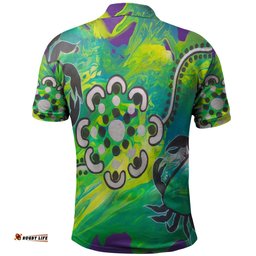 Amazing Aussie Australia Aboriginal Dot Painting Green Polo Shirt
