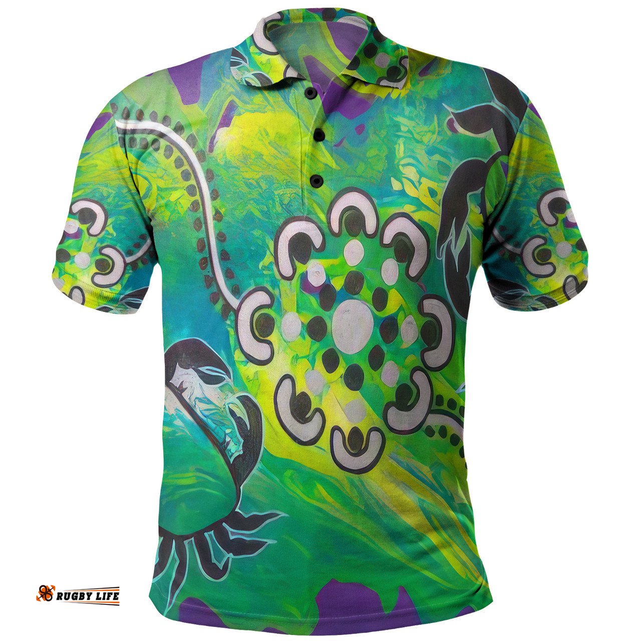 Amazing Aussie Australia Aboriginal Dot Painting Green Polo Shirt
