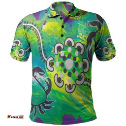 Amazing Aussie Australia Aboriginal Dot Painting Green Polo Shirt