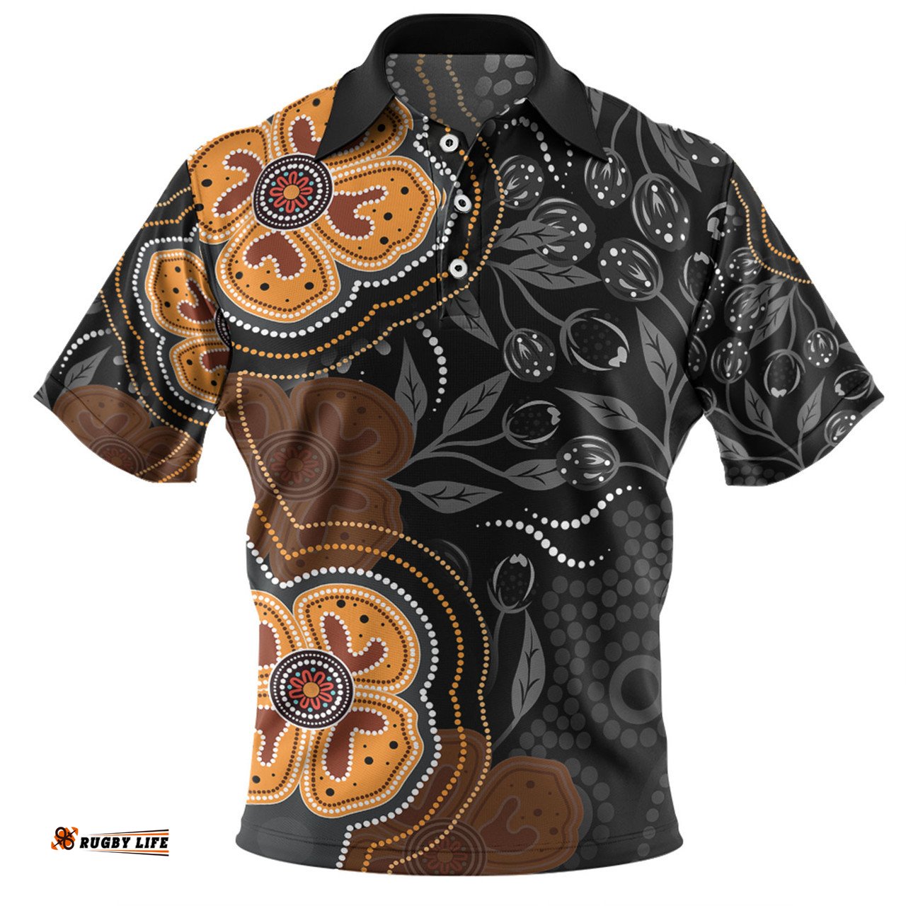 Amazing Aussie Australia Aboriginal Aboriginal Dot Art With Bush Flowers Polo Shirt