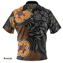 Amazing Aussie Australia Aboriginal Aboriginal Dot Art With Bush Flowers Polo Shirt
