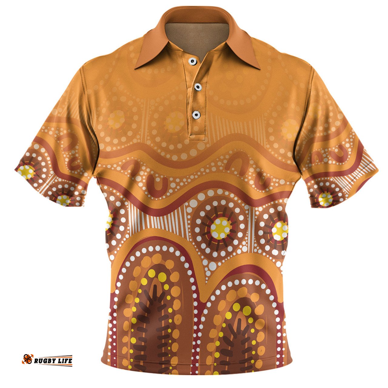 Amazing Aussie Australia Aboriginal Custom Brown Aboriginal Dot Polo Shirt