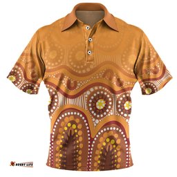 Amazing Aussie Australia Aboriginal Custom Brown Aboriginal Dot Polo Shirt