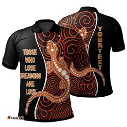 Amazing Aussie Australia Aboriginal Inspired Custom Indigenous Lizard Dreaming Polo Shirt