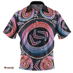 Amazing Aussie Australia Aboriginal Aboriginal Boomerang Dot Art Polo Shirt