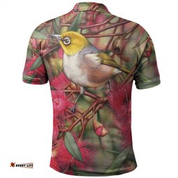 Amazing Aussie Australia Silvereye Silvereye and Gum Blossom Polo Shirt