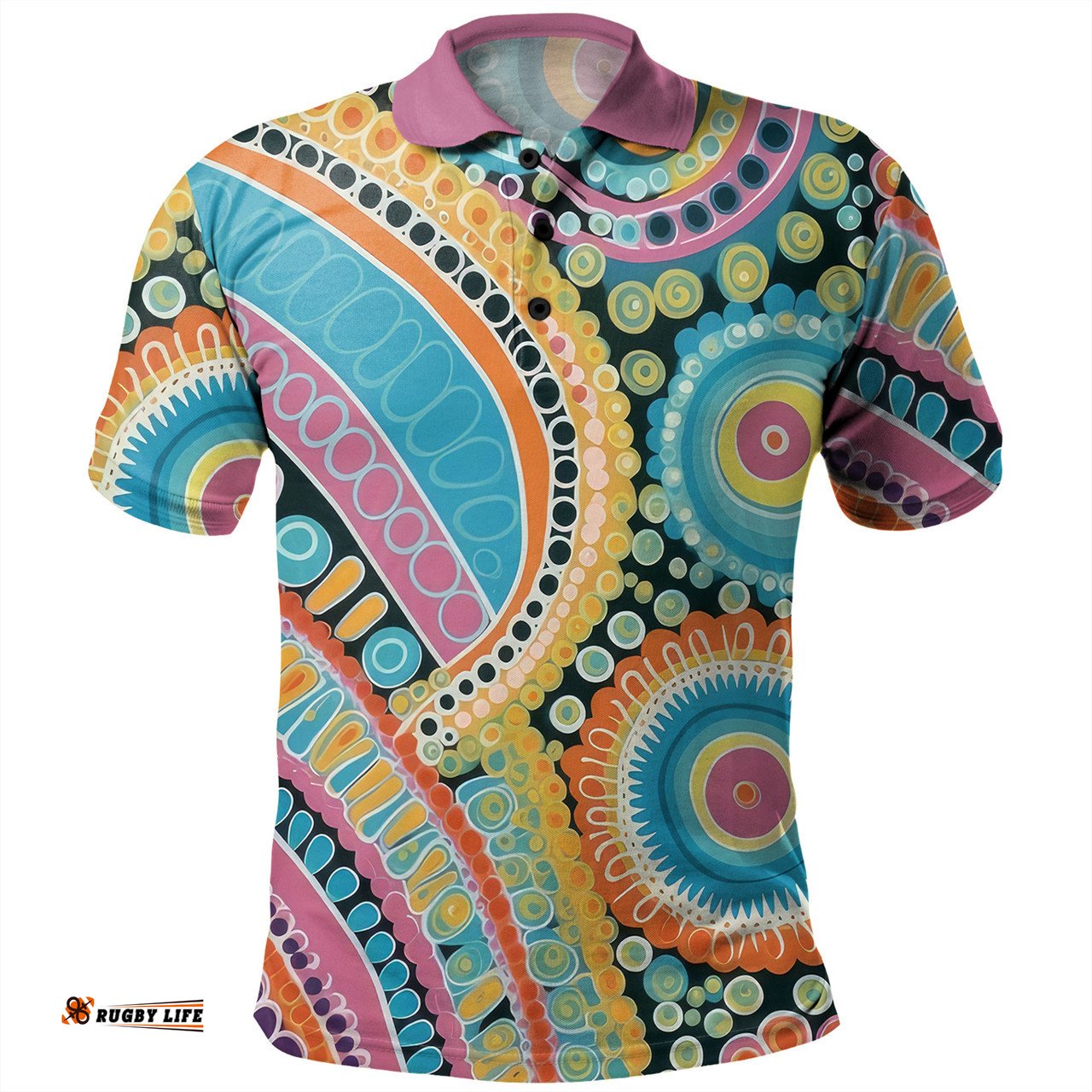 Amazing Aussie Australia Aboriginal Australian Indigenous Aboriginal Art Vivid Pastel Colours Ver 1 Polo Shirt