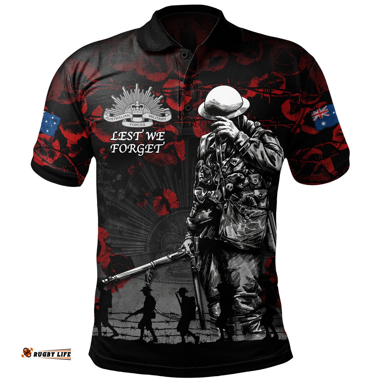Amazing Aussie Australia Anzac Day Poppy Pride Honoring The Fallen Polo Shirt