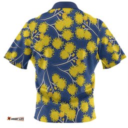 Amazing Aussie Australia Flowers Aboriginal Yellow Wattle Flowers With Aboriginal Dot Art Polo Shirt
