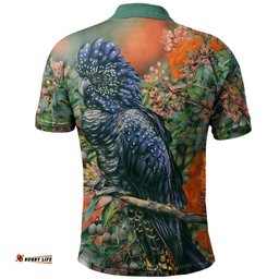 Amazing Aussie Australia Black Cockatoo Black Cockatoo and Flowering Gum Polo Shirt