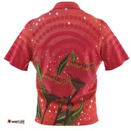 Amazing Aussie Australia Aboriginal Red Aboriginal Art With Eucalyptus Flowers Polo Shirt