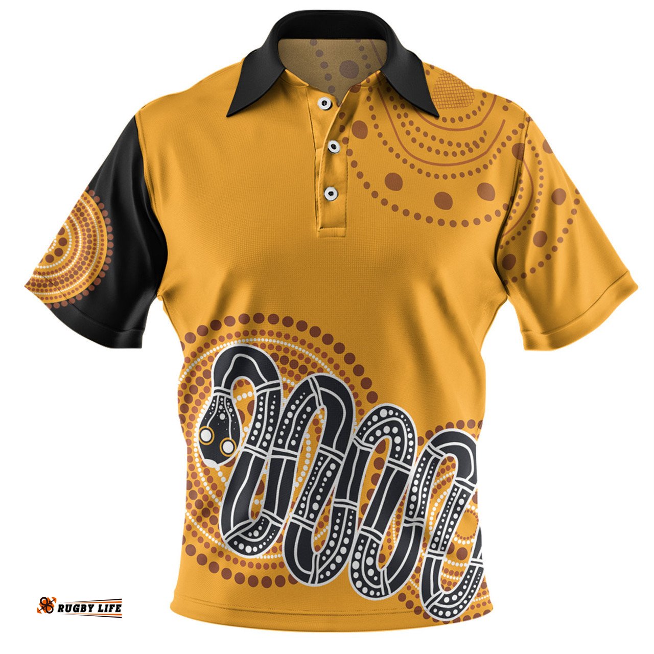 Amazing Aussie Australia Aboriginal Custom Orange Rainbow Serpent Dreaming Inspired Polo Shirt