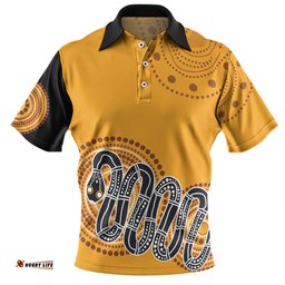 Amazing Aussie Australia Aboriginal Custom Orange Rainbow Serpent Dreaming Inspired Polo Shirt