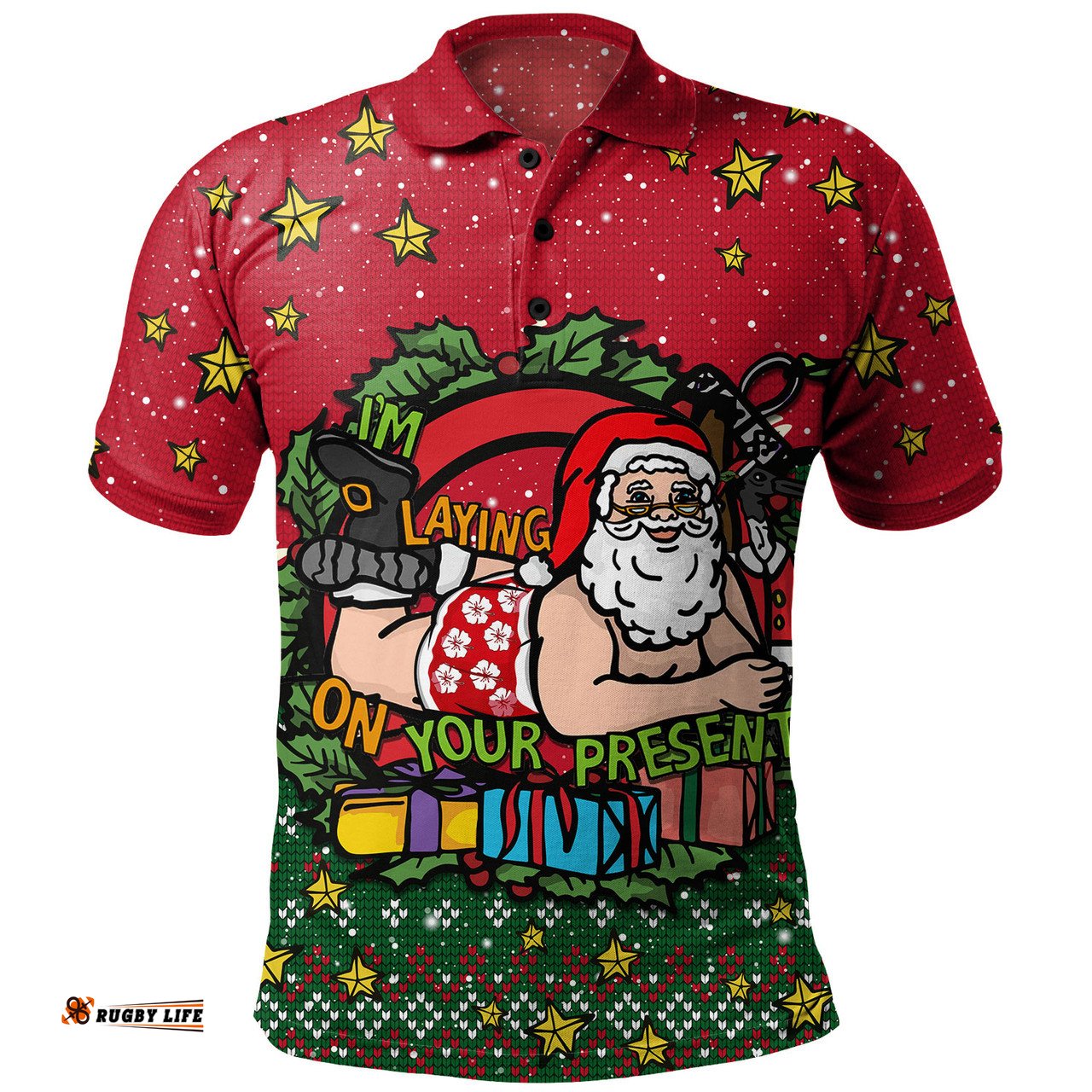 Amazing Aussie Australia Aussie Ugly Christmas Santa Present Polo Shirt