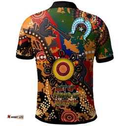Amazing Aussie Australia Naidoc Week Custom Naidoc Aboriginal Inspired Dot Art Painting With Native Kangaroo "Get up, Stand up, Show up," Polo Shirt