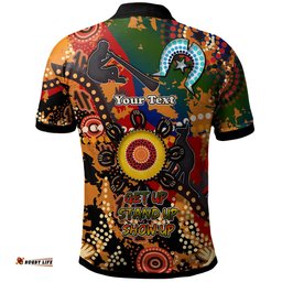 Amazing Aussie Australia Naidoc Week Custom Naidoc Aboriginal Inspired Dot Art Painting With Native Kangaroo "Get up, Stand up, Show up," Polo Shirt