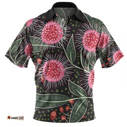 Amazing Aussie Australia Flowers Aboriginal Aboriginal Style Australian Hakea Flower Polo Shirt