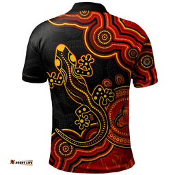 Amazing Aussie Australia Aboriginal Lizard Dreaming Outback Polo Shirt