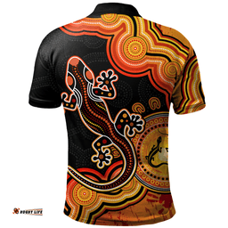Amazing Aussie Australia Aboriginal Lizard Dreaming Outback Polo Shirt