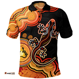 Amazing Aussie Australia Aboriginal Lizard Dreaming Outback Polo Shirt