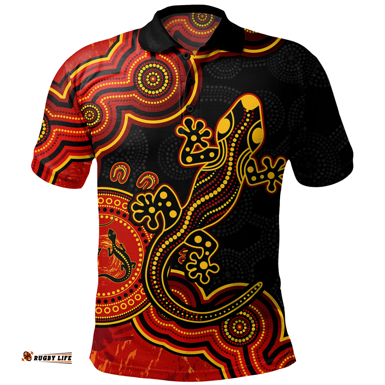 Amazing Aussie Australia Aboriginal Lizard Dreaming Outback Polo Shirt
