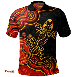 Amazing Aussie Australia Aboriginal Lizard Dreaming Outback Polo Shirt
