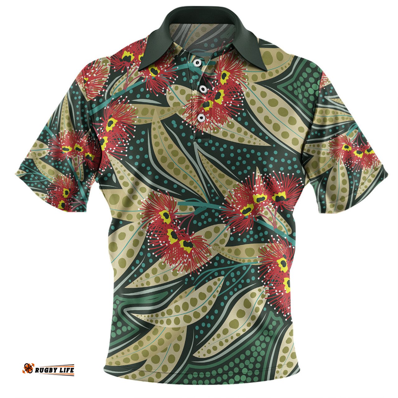Amazing Aussie Australia Flowers Aboriginal Aboriginal Dot Art of Australian Native Eucalyptus Plant Polo Shirt