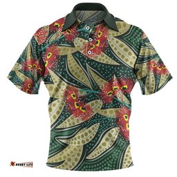 Amazing Aussie Australia Flowers Aboriginal Aboriginal Dot Art of Australian Native Eucalyptus Plant Polo Shirt