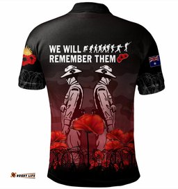 Amazing Aussie Australia Anzac Day Anzac Day Soldier We Will Remember Them Red Polo Shirt