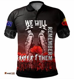 Amazing Aussie Australia Anzac Day Anzac Day Soldier We Will Remember Them Red Polo Shirt