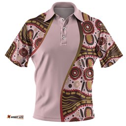 Amazing Aussie Australia Aboriginal Custom Aboriginal Inspired With Pink Background Polo Shirt