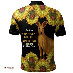 Amazing Aussie Australia Kangaroo Aboriginal Custom Aboriginal Sunflowers With Kangaroo Be The Strongest Dot Painting Art Polo Shirt
