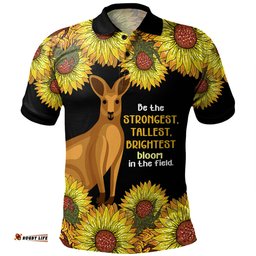 Amazing Aussie Australia Kangaroo Aboriginal Custom Aboriginal Sunflowers With Kangaroo Be The Strongest Dot Painting Art Polo Shirt