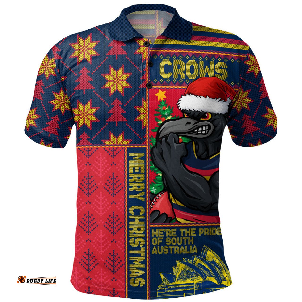 Amazing Aussie Adelaide Crows Merry Christmas Knit Style Festive Spirit Polo Shirt