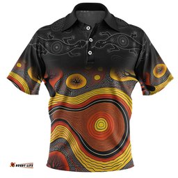 Amazing Aussie Australia Aboriginal Custom Dreaming Trees And Goanna In Dot Pattern Polo Shirt