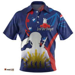 Amazing Aussie Australia Anzac Day Custom Lest We Forget With Blue Camouflage Pattern Polo Shirt