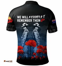 Amazing Aussie Australia Anzac Day Anzac Day Soldier We Will Remember Them Blue Polo Shirt