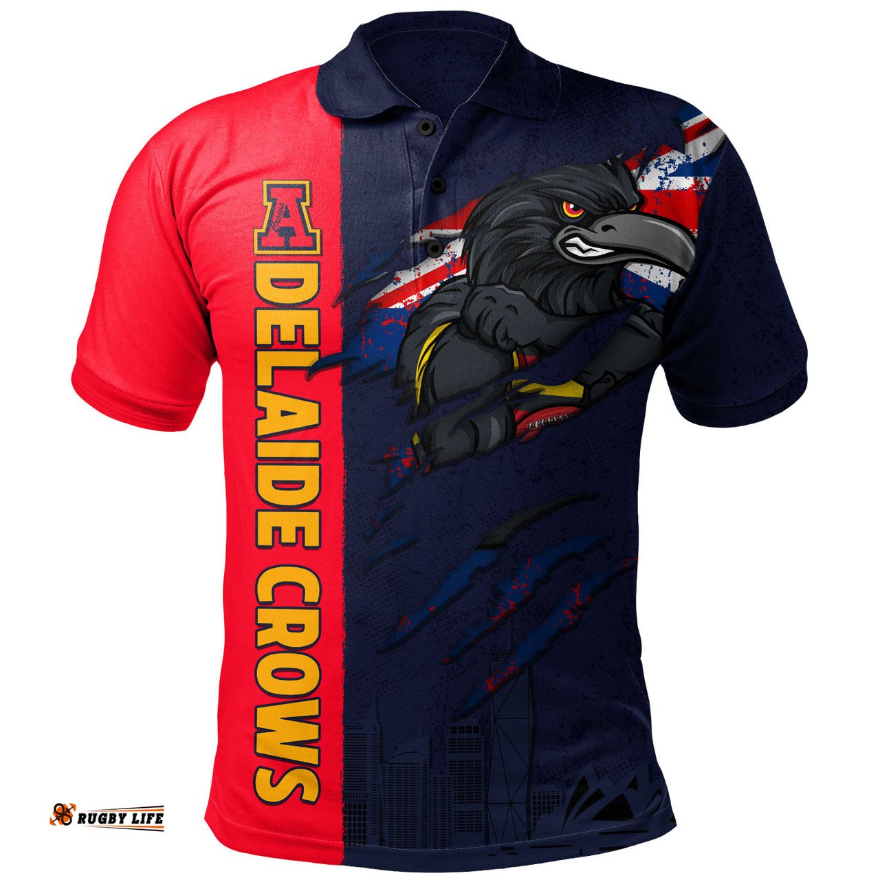 Amazing Aussie Adelaide Crows Burning Passion Of Power Scratch Style Polo Shirt