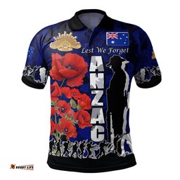 Amazing Aussie Australia Anzac Custom Anzac day Lest We Forget With Poppies And Camo Pattern Polo Shirt