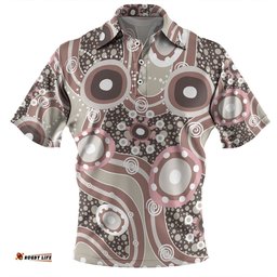 Amazing Aussie Australia Aboriginal Brown Aboriginal Dot Art Inspired Polo Shirt