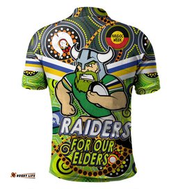 Amazing Aussie Canberra Raiders Naidoc Week Custom Raiders Naidoc For Our Elders Dot Art Style Polo Shirt