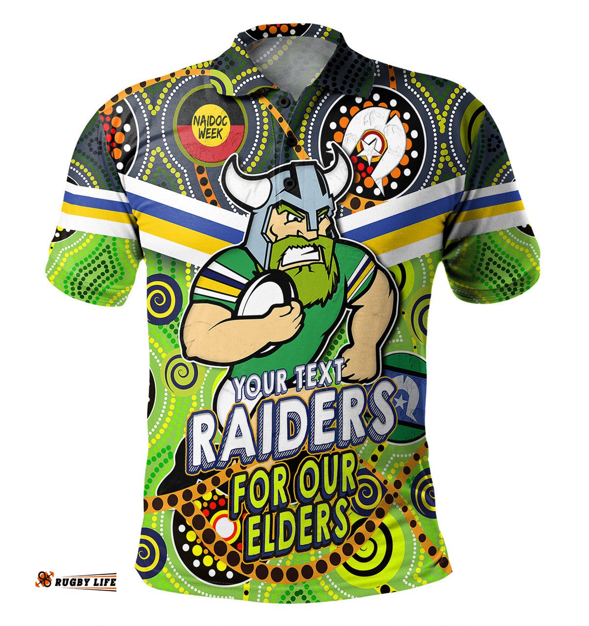 Amazing Aussie Canberra Raiders Naidoc Week Custom Raiders Naidoc For Our Elders Dot Art Style Polo Shirt