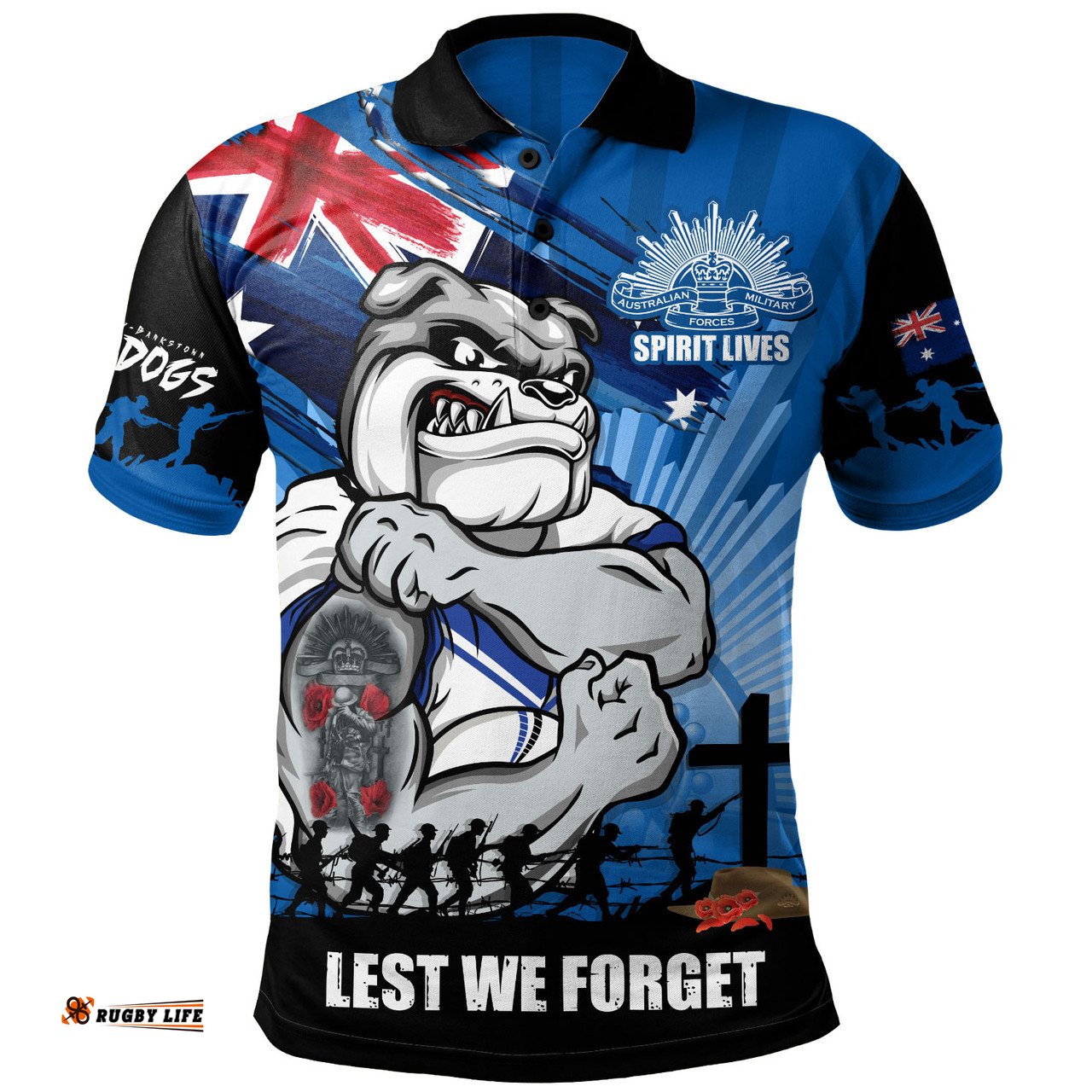 Amazing Aussie Canterbury Bankstown Bulldogs Fearless ANZAC Defender Polo Shirt