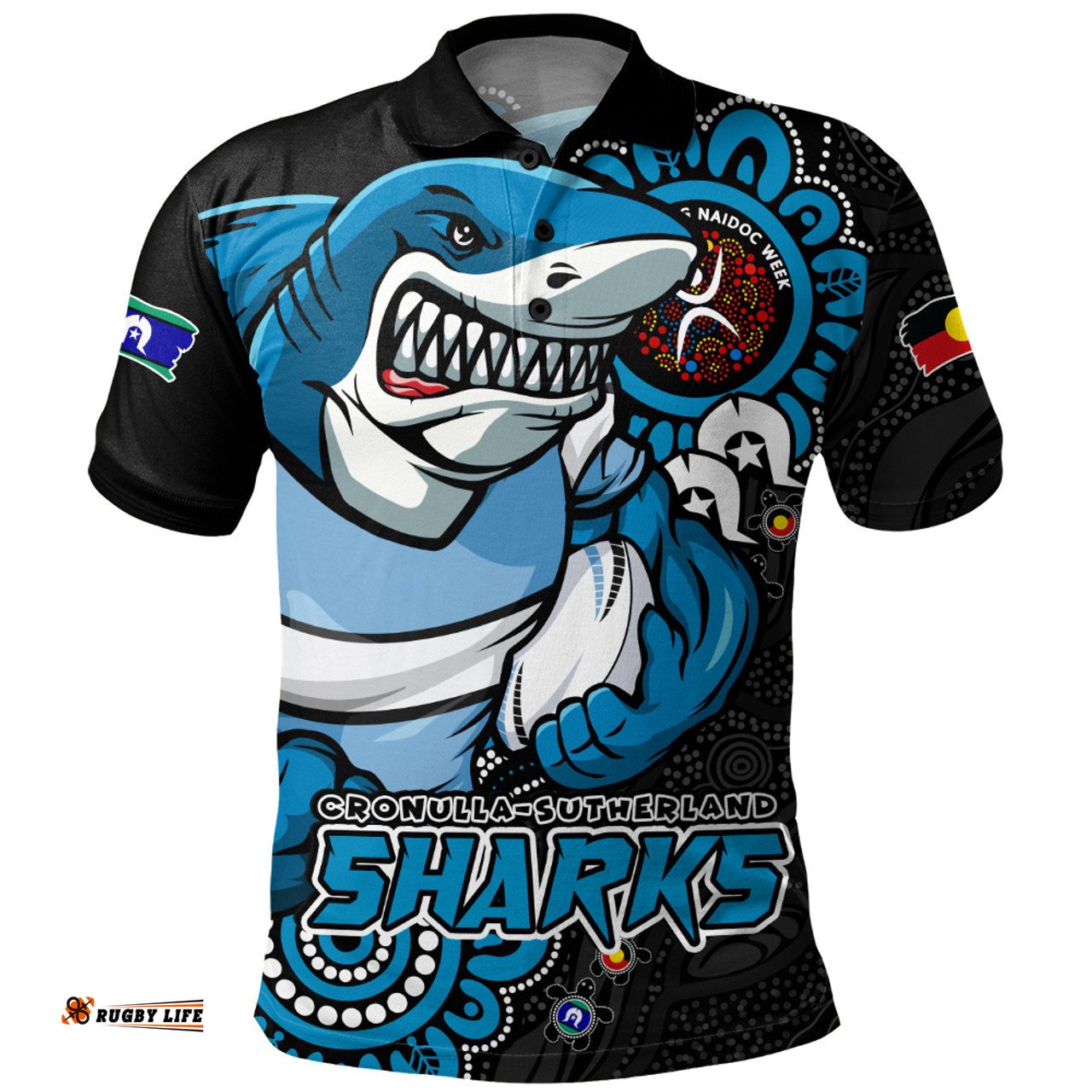 Amazing Aussie Cronulla Sutherland Sharks Power Through Generations NAIDOC Edition Polo Shirt