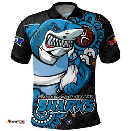 Amazing Aussie Cronulla Sutherland Sharks Power Through Generations NAIDOC Edition Polo Shirt