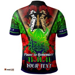 Amazing Aussie Canberra Raiders Custom Remembrance Day Pause To Remember Polo Shirt